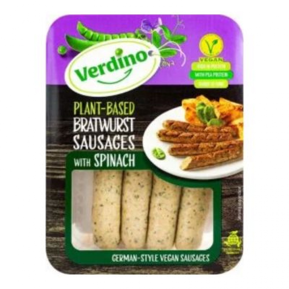 Salchicha vegana Bratwurst Espinacas 200gr Verdino