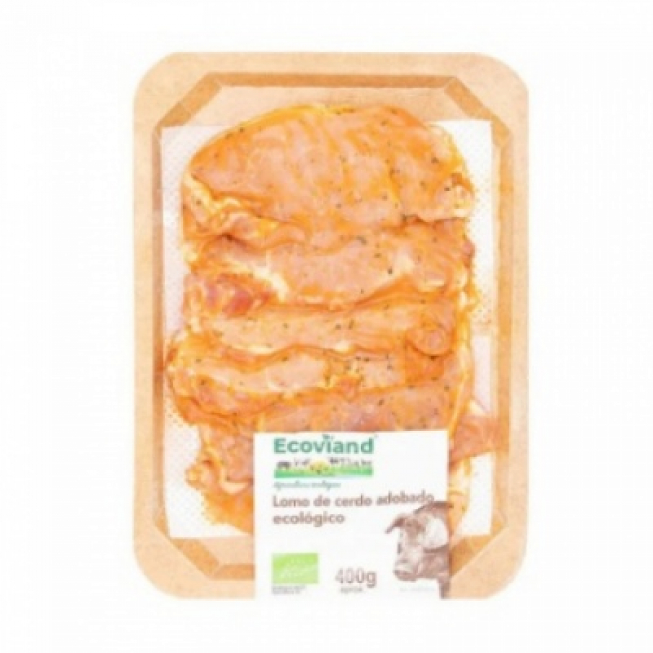Lomo fileteado de cerdo Adobado Bandeja Bio 400gr Ecoviand
