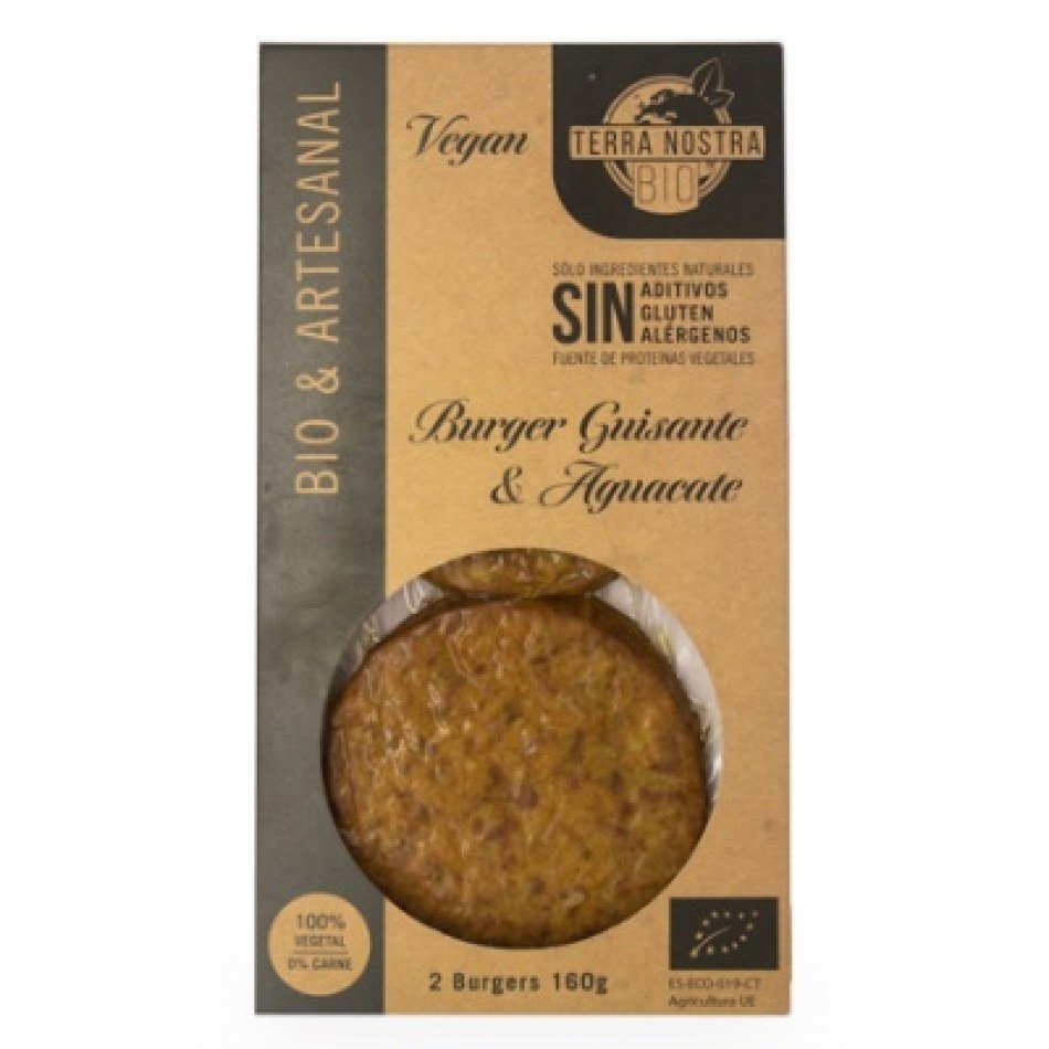 Hamburguesa Vegana Guisantes Aguacate Bio 2x80gr Terra Nostra