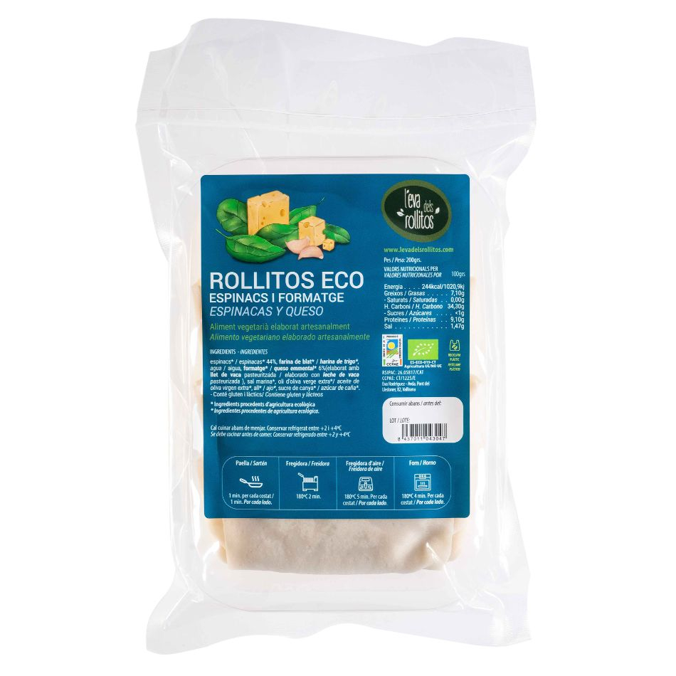 Rollitos de Espinacas y Queso Integrales Eco 200gr L'Eva dels Rollitos