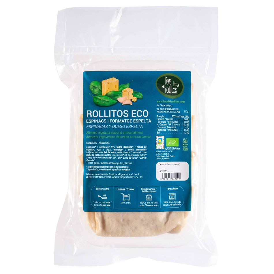 Rollitos de Espinacas y Queso Espelta Eco 200gr L'Eva dels Rollitos