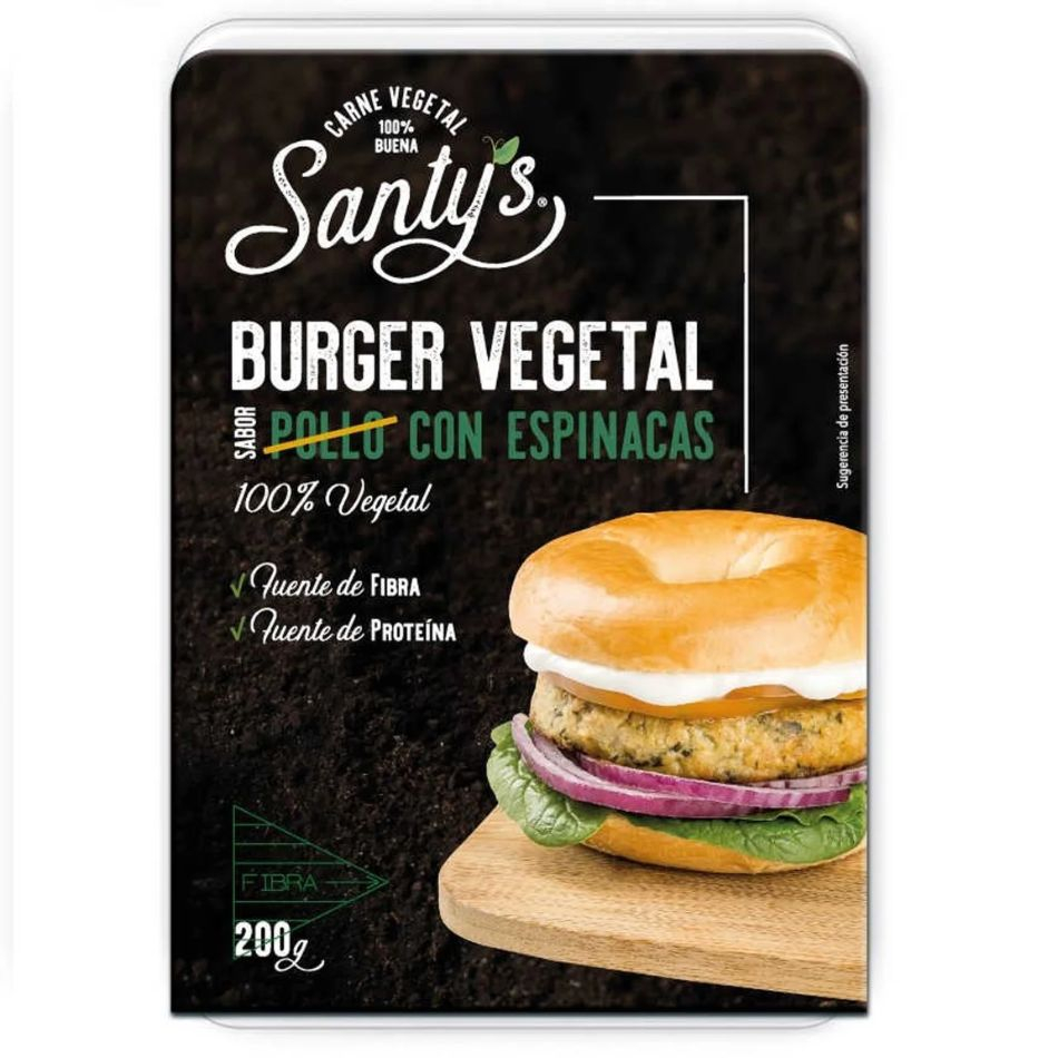 Burger Vegetal Sabor Pollo con Espinacas 2x100g Santy's