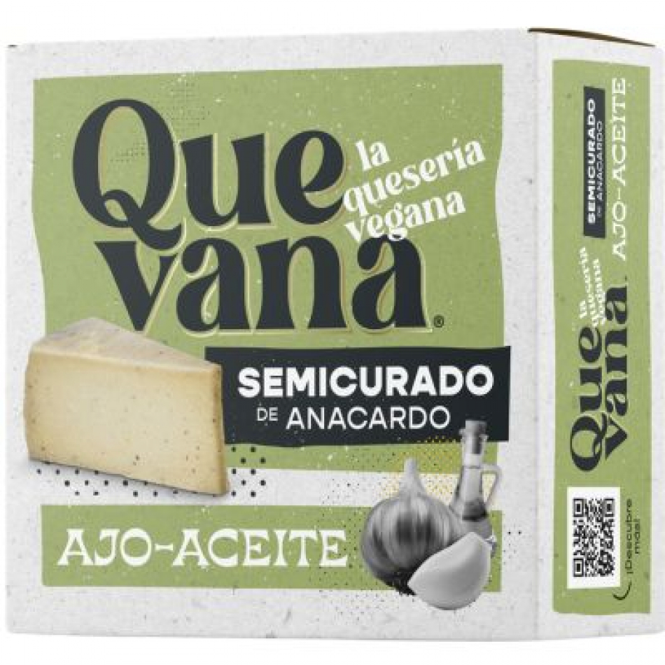 Queso vegano Semicurado Anacardos Ajo y Aceite 160gr Quevana