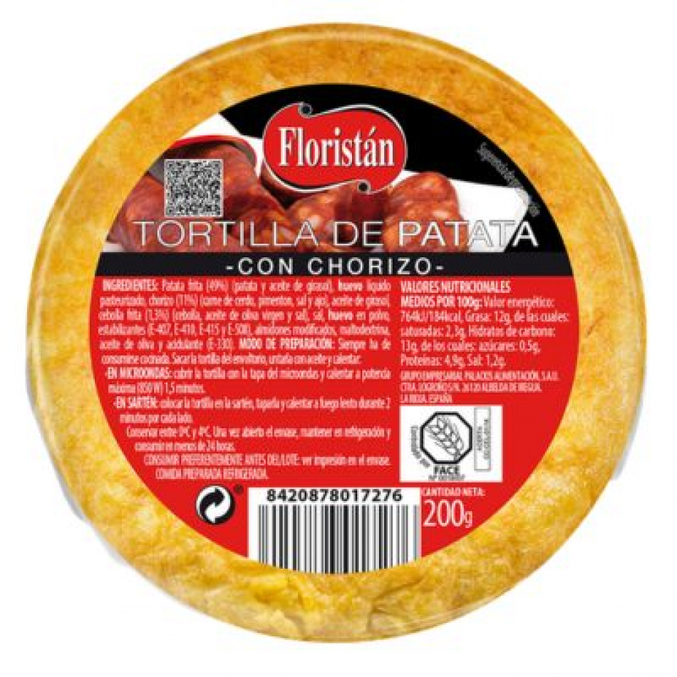 Tortilla de Patata con Chorizo 200gr Floristan