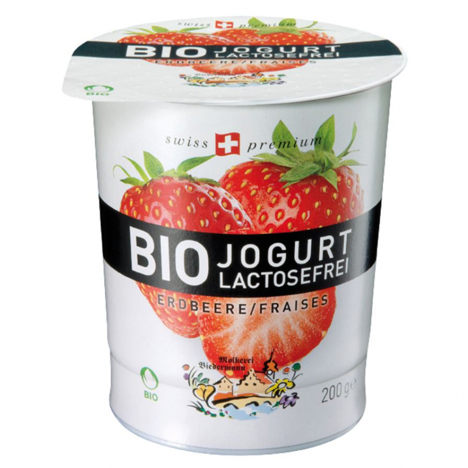 Yogur Sin Lactosa Fresa Bio 200gr Biedermann