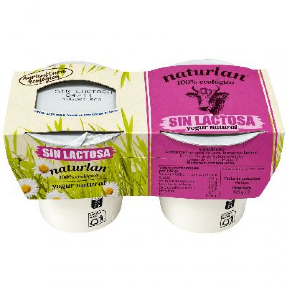 Yogur de vaca sin lactosa Bio 2x125g Naturlan