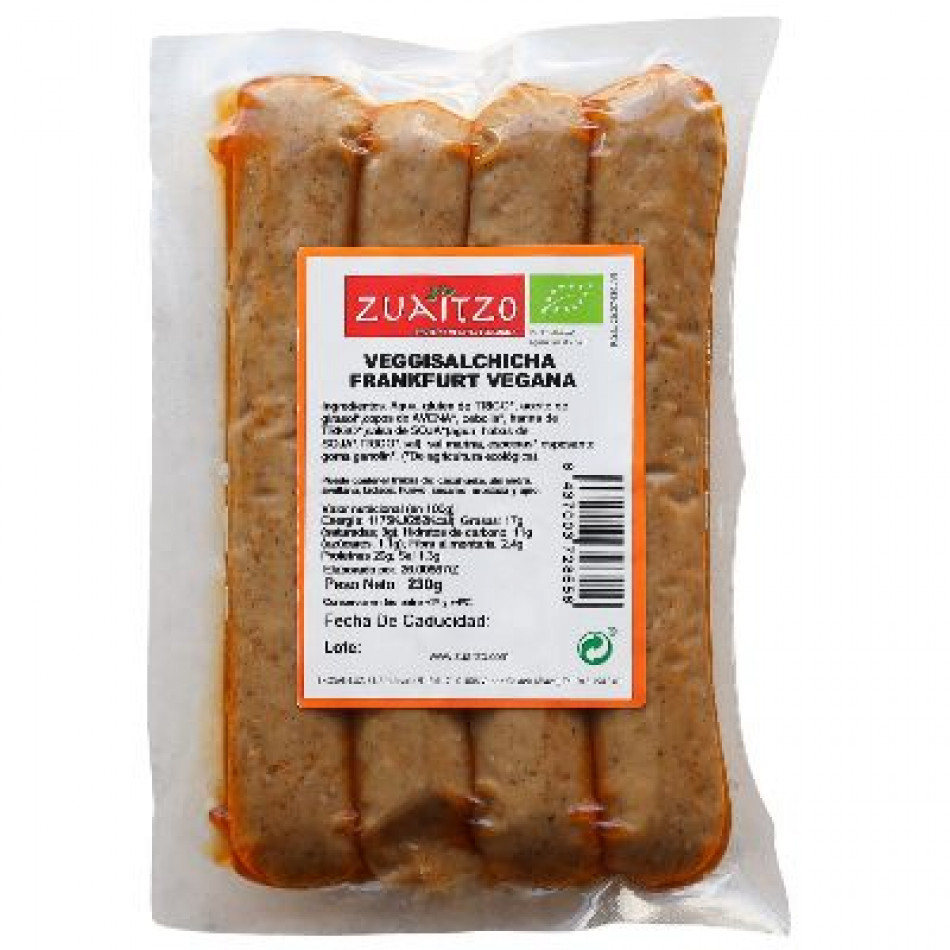 Veggisalchichas tipo frankfurt Eco 230g Zuaitzo