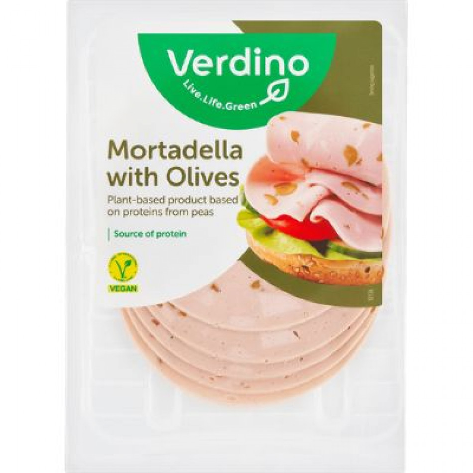 Embutido en lonchas vegano Mortadela con olivas 80g Verdino
