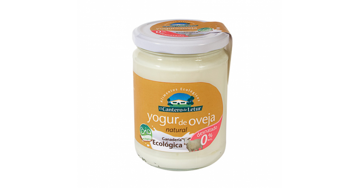 Yogur ecológico de Vaca sin Lactosa 0% M.G. 2x125gr El Cantero…