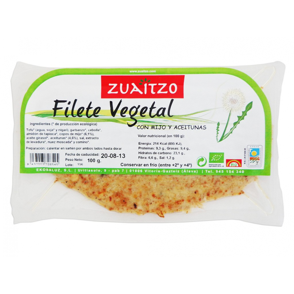 Filete vegetal con Mijo y Aceitunas 100gr Zuaitzo