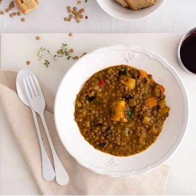 Lentejas con verduras salteadas - 350 g.