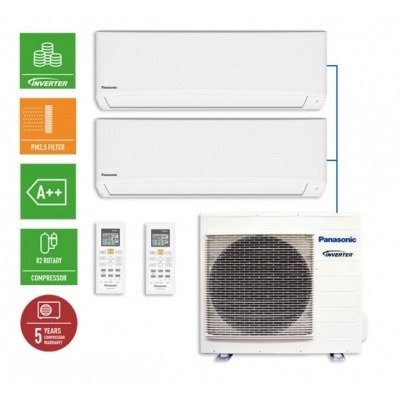 Conjunto 2x1 Panasonic CU-2RE15SBE + CSTE25TKEW + CS-TE25TKEW