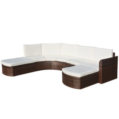 Set muebles de jardín 4 piezas y cojines ratán sintético marrón