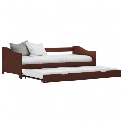 Estructura de sofá cama madera de pino marrón 90x200 cm