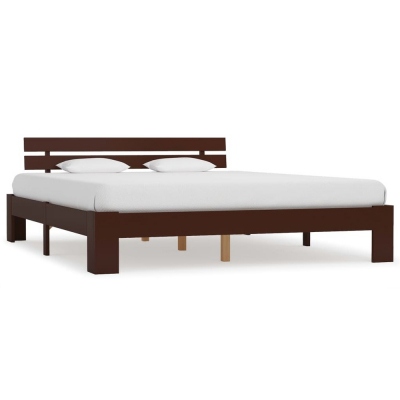 Estructura de cama madera maciza pino marrón oscuro 160x200 cm