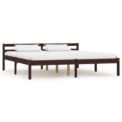 Estructura de cama madera maciza pino marrón oscuro 160x200 cm
