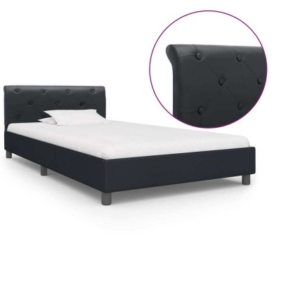 Estructura de cama de cuero sintético negro 90x200 cm
