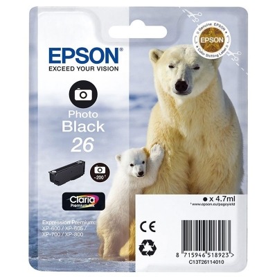 EPSON T2611 (26) NEGRO PHOTO CARTUCHO DE TINTA ORIGINAL C13T26114010