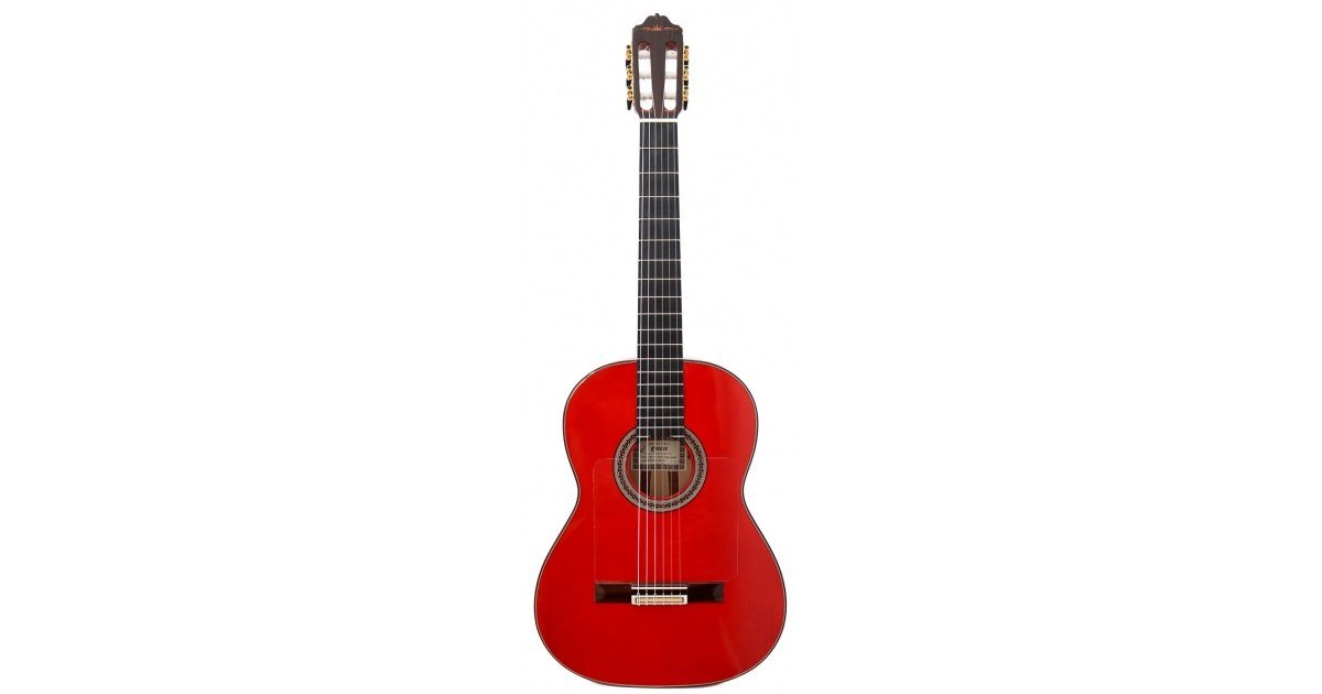 Red classical shop guitar