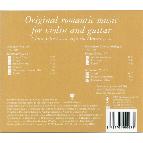 Original romantic music for violin and guitar