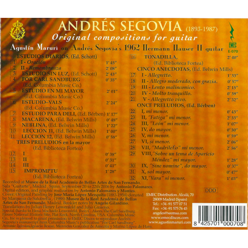 The Andrés Segovia Album Original Compositions