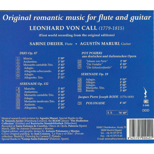 Original romantic music for flute and guitar