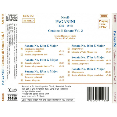 Paganini: Centone di Sonate vol 3