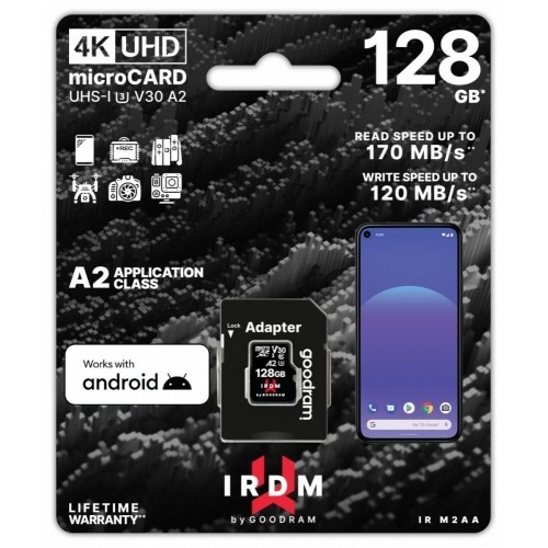 Goodram IRDM UHS-I U3 A2 Micro SD 128GB c/adap