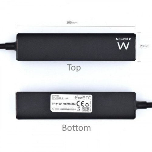 Ewent EW1136 hub de interfaz USB 3.2 Gen 1 (3.1 Gen 1) Type-A 480 Mbit/s Negro