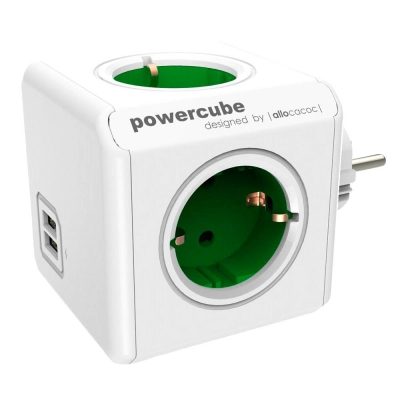 Regleta powercube 4 tomas + 2 usb allocacoc (verde)