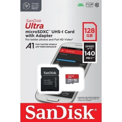 SanDisk Ultra microSDXC 128GB UHS-I A1 Clase 10 con Adaptador