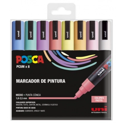 Estuche 8 Rotuladores Posca M5 Uni-ball Colores Pastel