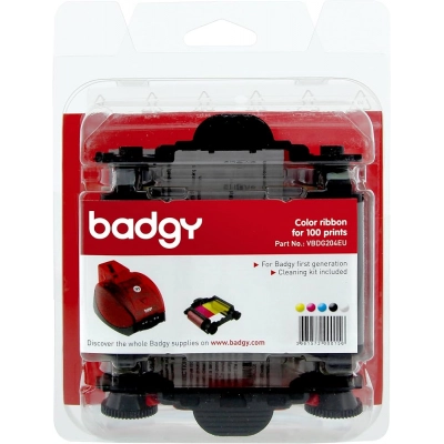 Ribbon & Cleaning Kit badgy 100p cinta para impresora 100 páginas Negro, Azul, Rosa, Blanco, Amarillo
