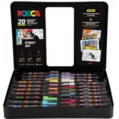 Caja Metalica 20 Rotuladores Uni-posca Pc1m-pc3m-pc5m