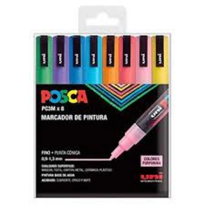 Set de 8 rotuladores finos Posca PC3M colores purpurina ( Bellas Artes y Ocio creativo ) -
