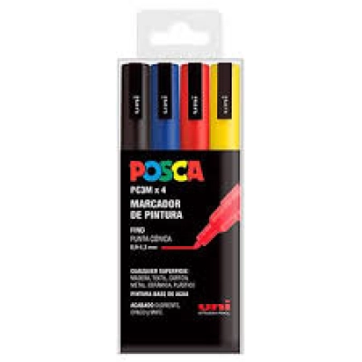 Estuche 4 rotuladores Uni-Ball Posca PC-3M 0,9-1,3 mm colores básicos ( Bellas Artes y Ocio creativo ) -