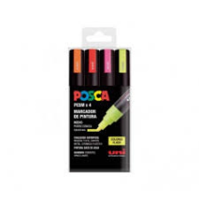 Set de 4 rotuladores medios Posca PC5M colores flúor ( Bellas Artes y Ocio creativo ) -