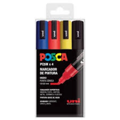 Estuche 4 rotuladores Uni-Ball Posca PC-5M 1,8-2,5 mm colores básicos ( Bellas Artes y Ocio creativo ) -