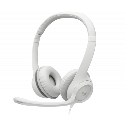 LOGITECH H390 Headset on-ear wired USB-A off-white
