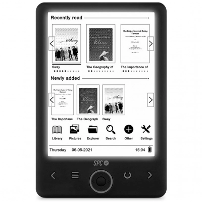 Libro electrónico E-Reader SPC Dickens Light 2 5613N Negro, Pantalla 6'', 8 GB