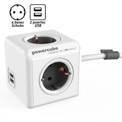 PowerCube Ext 2USB Gray 1.5m 4 outlet