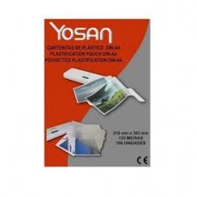 YOSAN FUNDAS PLASTIFICAR 216 X 303 125 MICRAS BRILLO A4 -CAJA 100U-