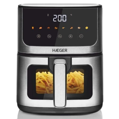 Fritadeira Sem Óleo Digital HAEGER Magic Window 4.7 L 8 Programas Ecrã Digital 1200W
