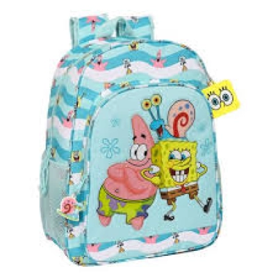 Mochila Escolar Con Ruedas Spongebob Stay Positive Azul Blanco (33 X 42 X 14 Cm)