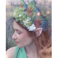Corona de flores y alas de mariposa medianas (Verde)