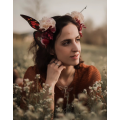 Corona de flores y alas de mariposa grandes (Monarca Steampunk)