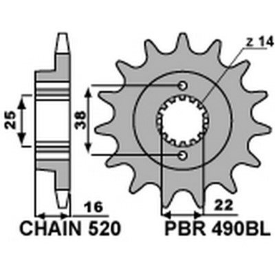 Piñón PBR acero estándar 490BL - Paso 520 490BL.15.18NC