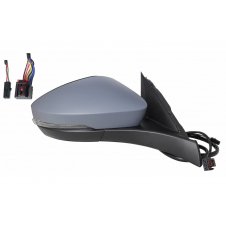 ESPEJO DE PUERTA ELÉCTRICO CALEFACTABLE PLEGABLE CON MEMORIA IMPRIMADO (CON INTERMITENTE & LUZ ALUMBRA EL SUELO & DETECCIÓN DE PUNTO CIEGO)(13+2 PINES) (ALTA CALIDAD) (CRISTAL CONVEXO)