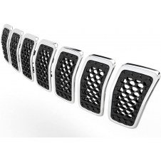 REJILLA COMPLETA NEGRO CON MARCO CROMADO (SET 7 PCS)