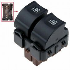 INTERRUPTOR ELEVALUNAS DELANTERO (PUERTA TRASERA) (DOBLE)(LUZ BLANCA)(CONECTOR MARRÓN)(7 PINES)